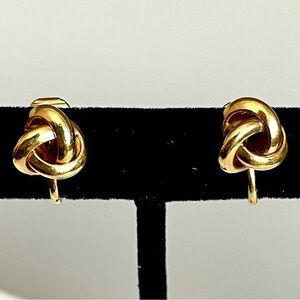 Avon Vintage Gold Tone Knot Clip On Earrings Love Knot Minimalist Chic Retro EUC